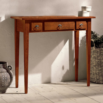 Consolle da ingresso con 3 cassetti, dettaglio gambe a spillo