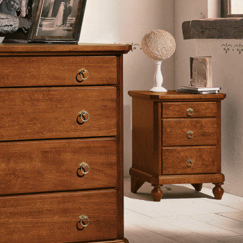 Comodino classico con piedi torniti in legno massello