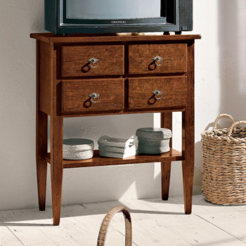 Porta tv alto con 4 cassetti in legno massello pioppo