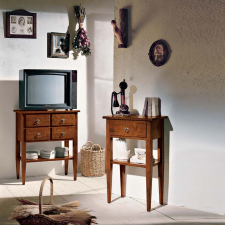 Porta TV alto con 4 cassetti in legno massello