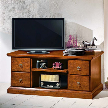 Cassapanca tv con 4 cassetti in legno massello