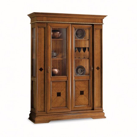 Vetrina sala da pranzo classica, dettagli in legno massello