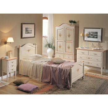 Cameretta singola laccata e decorata a mano, dettaglio dell'armadio