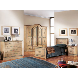 Comodino laccato e decorato, vista ambientata camera