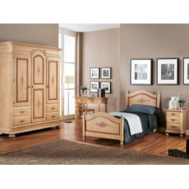 Letto singolo laccato con dettagli decorativi classici
