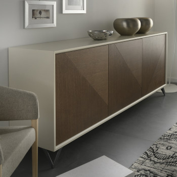 Madia moderna 3 ante in frassino con dettagli geometrici