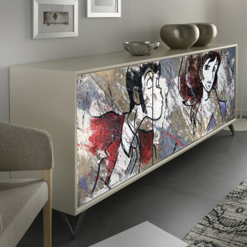 Madia Lupin III con ante decorazione bacio e piedi cromati