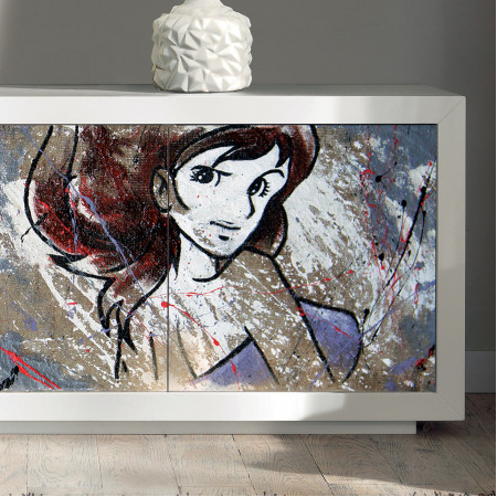 Madia Lupin III con ante push-pull e stampa artistica