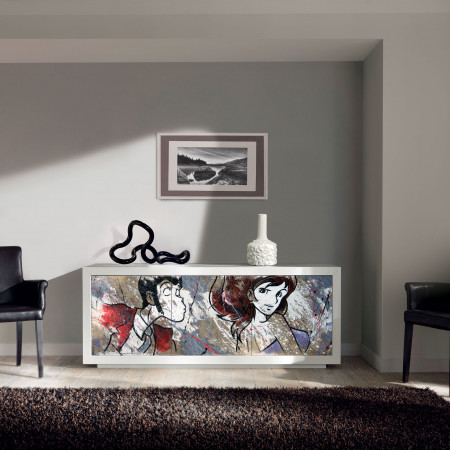 Madia Lupin III, ante con stampa bacio, ambiente moderno