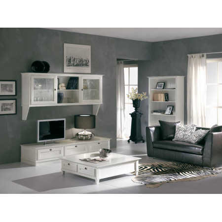 Libreria new classical 4 ante legno bianco in soggiorno