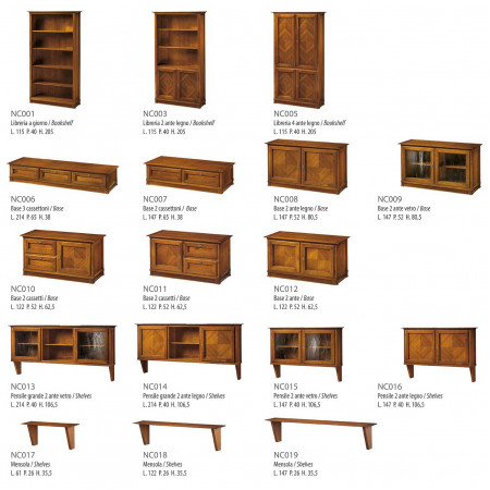 Libreria New Classical 4 ante legno con disegno a rombi