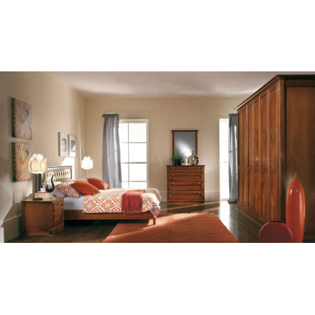 Comodino new classical 2 cassetti riquadrati, dettaglio in legno noce