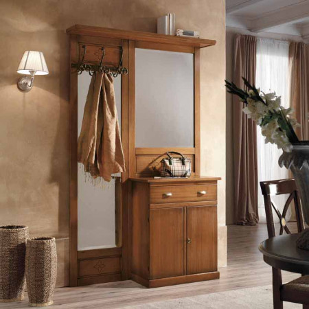 Mobile da ingresso con specchio t24, dettaglio legno