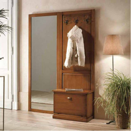Mobile da ingresso con specchio t26, legno e dettagli in ferro