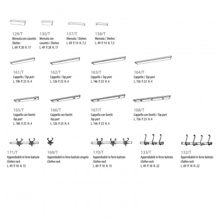 Dettaglio appendiabiti Mobile da ingresso con specchio t26