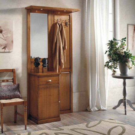 Mobile da ingresso con specchio t29, dettaglio legno
