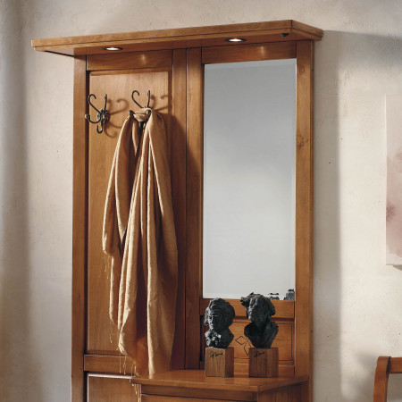 Mobile da ingresso con specchio t29 dettagli legno e ferro