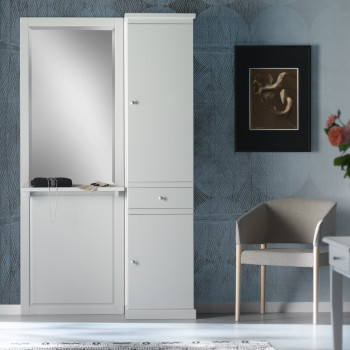 Mobile da ingresso con specchio, colonna con ante