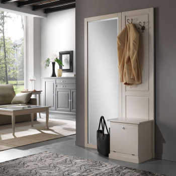 Ingresso con specchio e scarpiera in legno massello