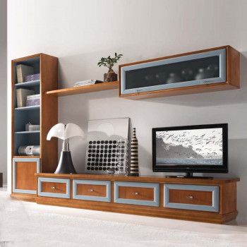 Composizione numero 11 in legno noce con vetro satinato