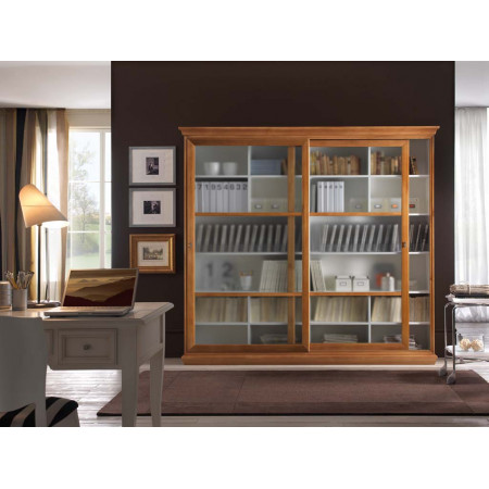Composizione numero 12, libreria legno con vetro scorrevole