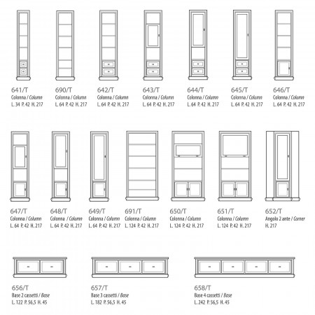 Composizione numero 14 con design moderno in noce tanganika