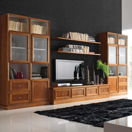 Composizione numero 16 legno noce, ante vetro
