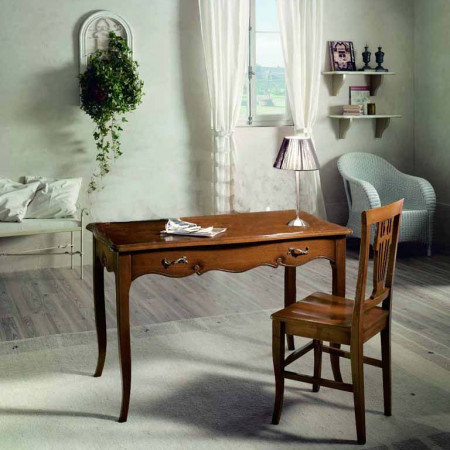 Scrittoio country con 1 cassetto in legno sagomato