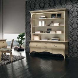 Base sagomata con due ante e tre cassetti, design classico