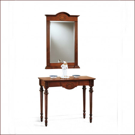 Consolle con gambe tornite e uno specchio abbinato