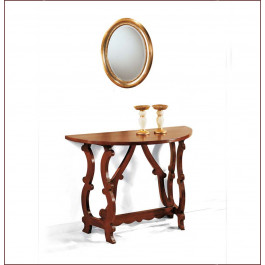 Consolle con gambe tornite, specchio e decorazioni