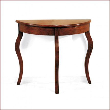 Consolle mezzaluna con 3 gambe sagomate legno massello