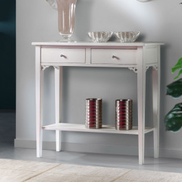 Consolle con gambe tornite, specchio e decorazioni