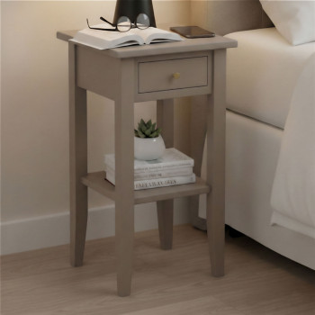 Comodino salvaspazio in legno con cassetto