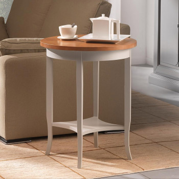 Tavolino rotondo con pianetto, dettaglio stilistico