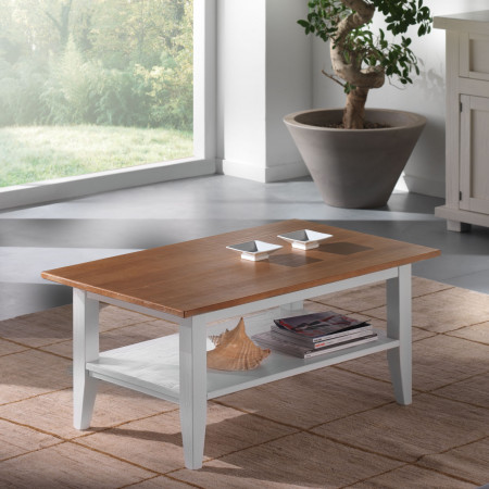 Tavolino rettangolare con pianetto in legno vista sopra