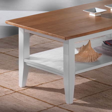 Tavolino rettangolare con pianetto, dettaglio piano legno