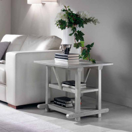 Tavolino natura quadrato, legno frassino, design country Tavolino natura quadrato con dettagli architettonici