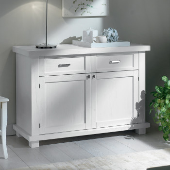 Credenza natura 2 ante 2 cassetti, dettaglio legno bianco