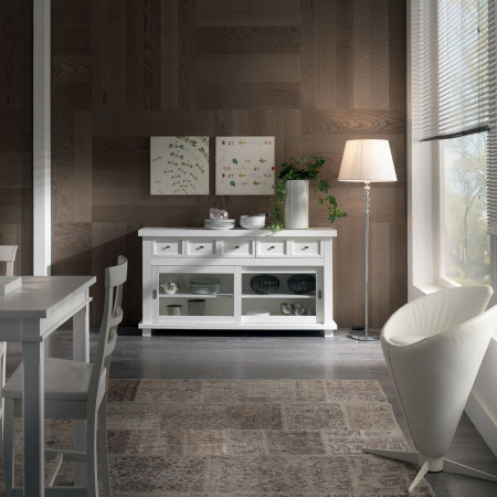 Credenza natura due ante scorrevoli in legno chiaro