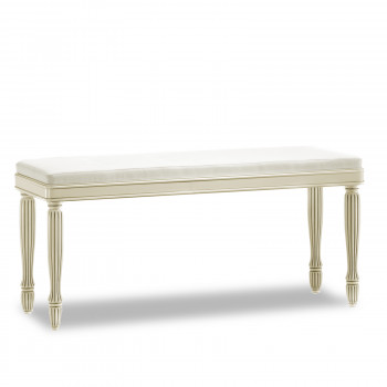 Panchetta imbottita con gambe rigate in legno di tiglio