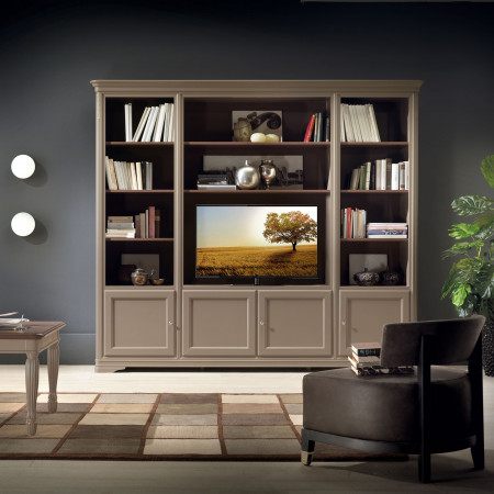 Mobile classico porta TV con colonne libreria