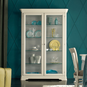 Vetrina seicento 2 ante con ripiani decorativi