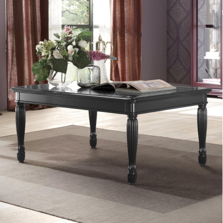Tavolino rettangolare da salotto con gambe rigate, piano elegante