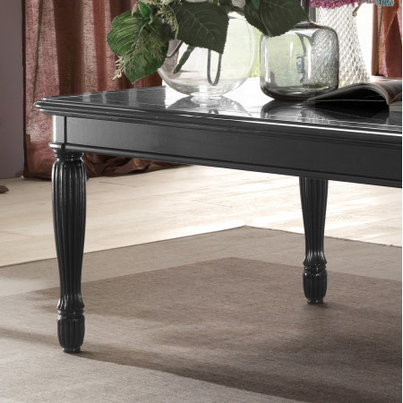Tavolino rettangolare da salotto con gambe rigate nero