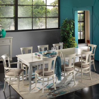 Tavolo rettangolare con gambe rigate ambientato