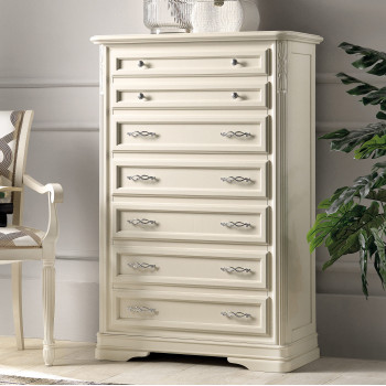 Cassettiera Seicento 7 cassetti, dettagli intagliati