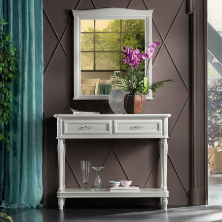 Consolle classica in legno con cassetti decorativi