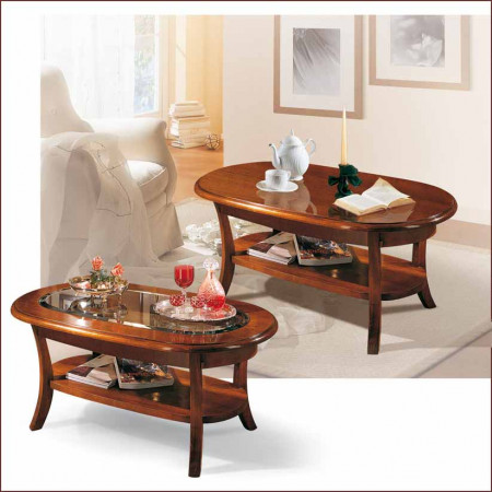 Tavolino ovale con piano in legno