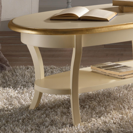 Tavolino ovale con piano in legno